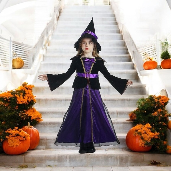 Other - Girls Purple and Black Witch Costume – Halloween & Performance Dress (Size 140)